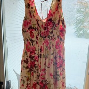 Pink and Cream Floral Mini Dress